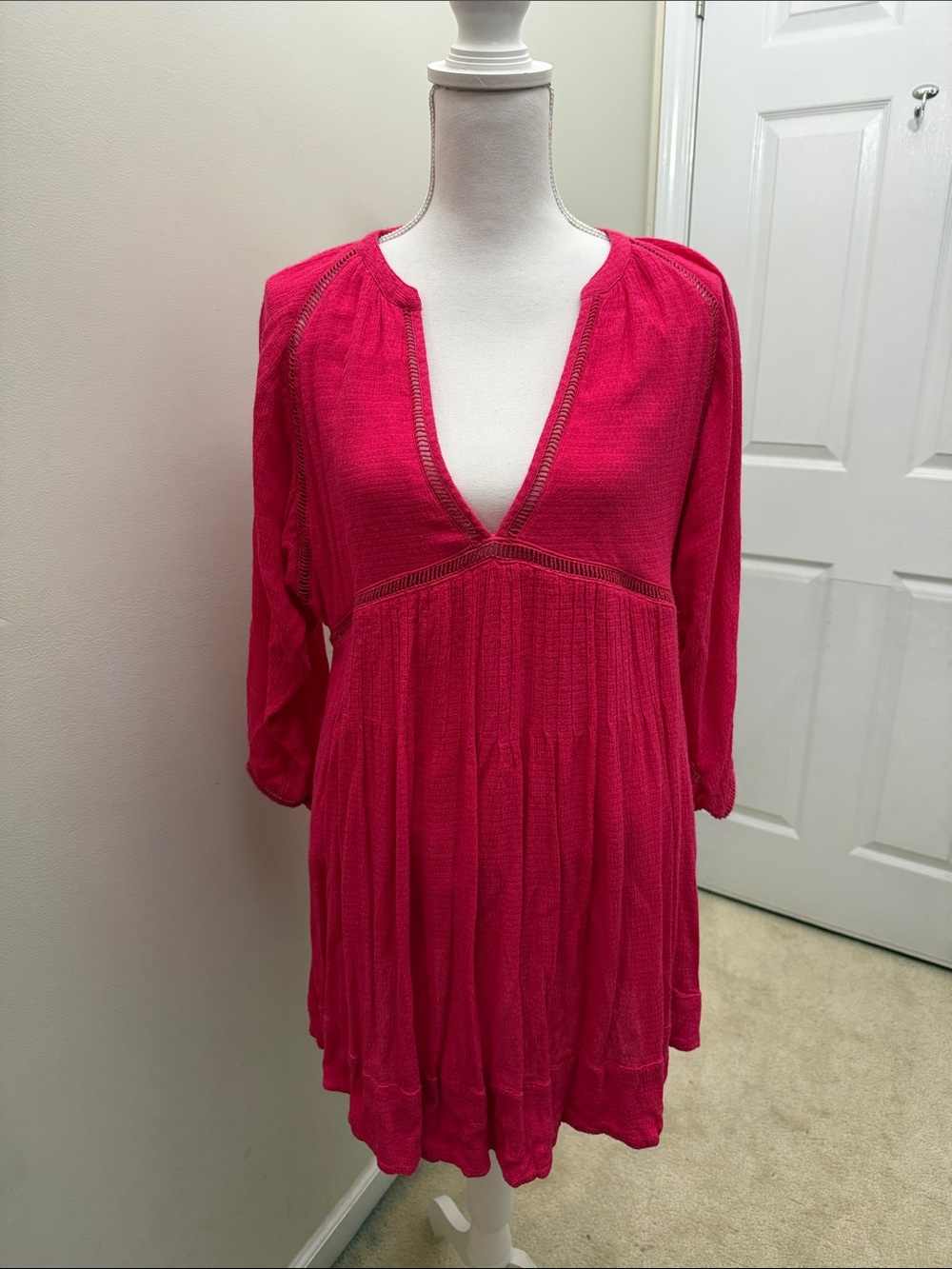 Free People V-Neck Hot Pink Tunic Top/Dress